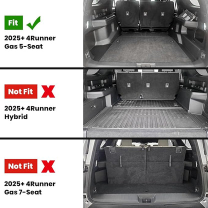 LASFIT Trunk Mat&Backrest Mat for Toyota 4Runner 2025-2026 5-Seater Gas Only(Not Fit Hybrid or 7-Seater), All Weather TPE Custom Fit Cargo Liner for 6th gen 4Runner SR5/TRD/Limited Cargo Mat