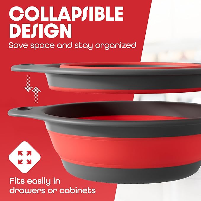 Gevoli Strainer with Self-Draining Base Over-Sink Collapsible Kitchen Colander