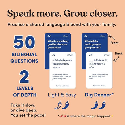 Parents Are Human, Relationship Cards, Get to Know Each Other Better, Parents, Families, Teens & Kids Relationship Building, Light & Deep Questions, 70 Questions & Activity Cards, English +Thai