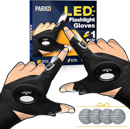 PARIGO LED Flashlight Gloves, Novelty Stocking Stuffers for Men, Christmas Gifts for Teens Boys Dad Husband Grandpa Him Men Who Have Everything, Cool Gadgets Tools for Car Repairing, Fishing, Camping