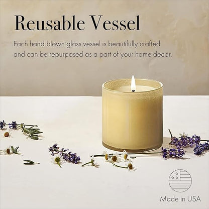 LAFCO New York Classic Candle, Chamomile Lavender - Pack of 2, 6.5 oz - 50-Hour Burn Time - Reusable, Hand Blown Glass Vessel - Made in The USA
