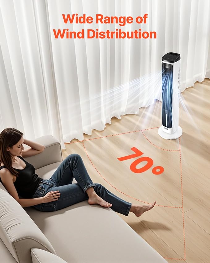 VEVOR Evaporative Air Cooler, Standing Fans that Blow Cold Air, 23.3ft/s 70°