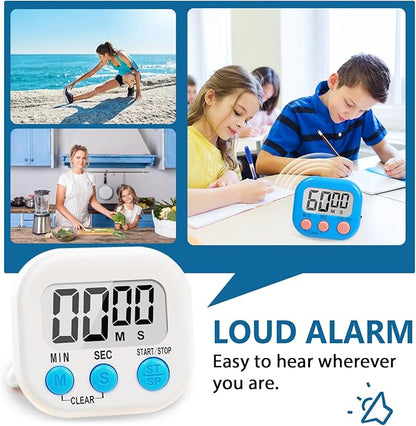12 Pack Multi-Function Digital Timers, Magnetic Large LCD Display Loud Alarm