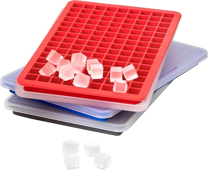 Tovolo Mini Ice Cube Tray with Lid Set of 3 Assorted Colors Small Ice Maker