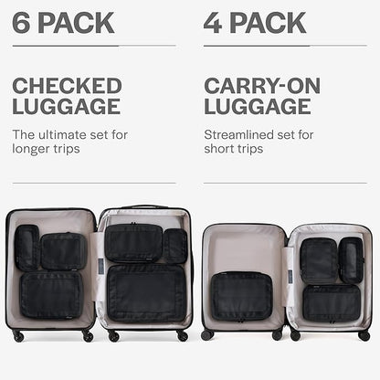 Aerotrunk Compression Packing Cubes for Travel - Luggage Organizer Bags - Double Zipper Packing Cubes for Suitcases (4-Pack, Black)