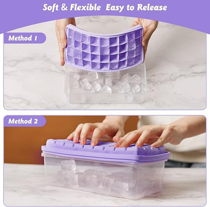 Silicone Ice Cube Tray with Leak-Proof Lid & Storage Bin