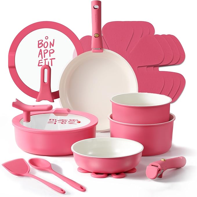 CAROTE 18Pcs Ceramic Cookware Set