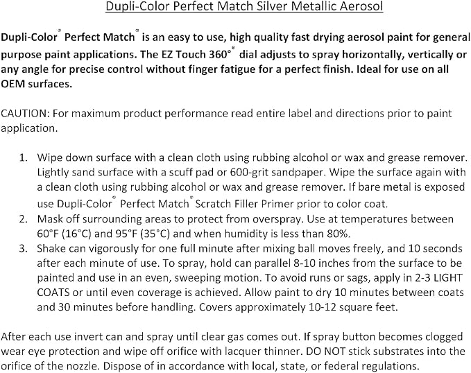 Dupli-Color EBTY16027 Perfect Match Automotive Spray Paint – Toyota Lunar Mist Metallic, 1C8 – 8 oz. Aerosol Can