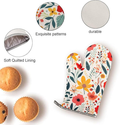 8 Pcs Kitchen Stuff Accessories Include 5 Cute Wooden Spoons & 1 Floral Kitchen