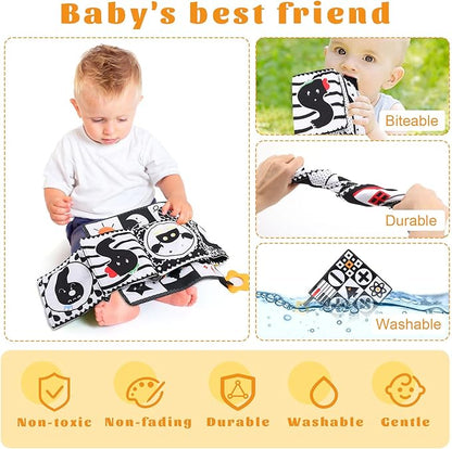 3 Pcs High Contrast Baby Toys for Newborns, 0-3 Months, 0-6 & 6-12 Months Soft Infant Toys - Montessori Learning Activities for Babies, Boys & Girls Gifts