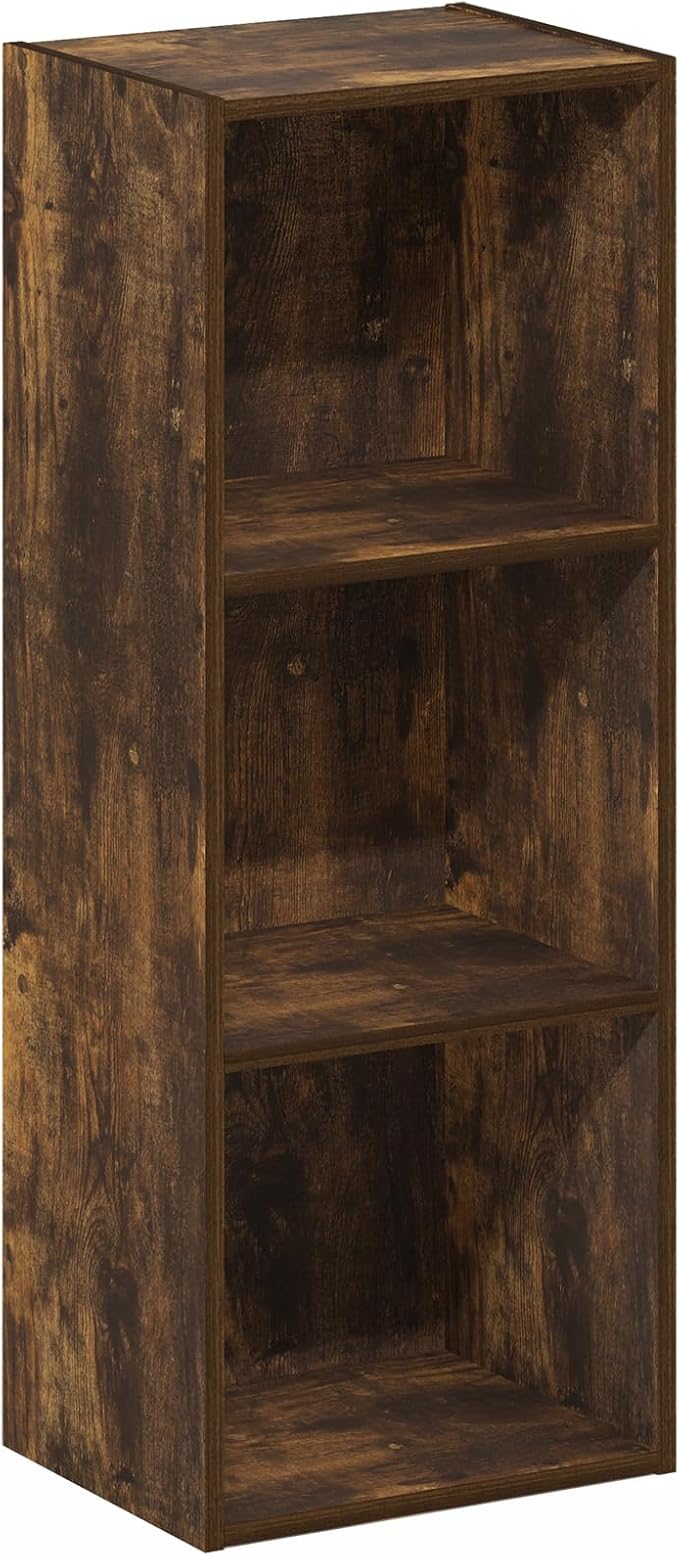 Furinno LUDER Book Shelf, 3-Cube Bookshelf, Bookcase