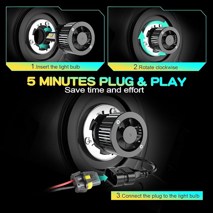 Compatible for Toyota Corolla/ Nissan Titan High Low Beams Bulbs 2004 2005 2006 2007 2008 2009 2010 2011 2012 2013 2014 2015, 6500K White Powersports Lights, Plug and Play, for Off-Road Use, Pack of 4