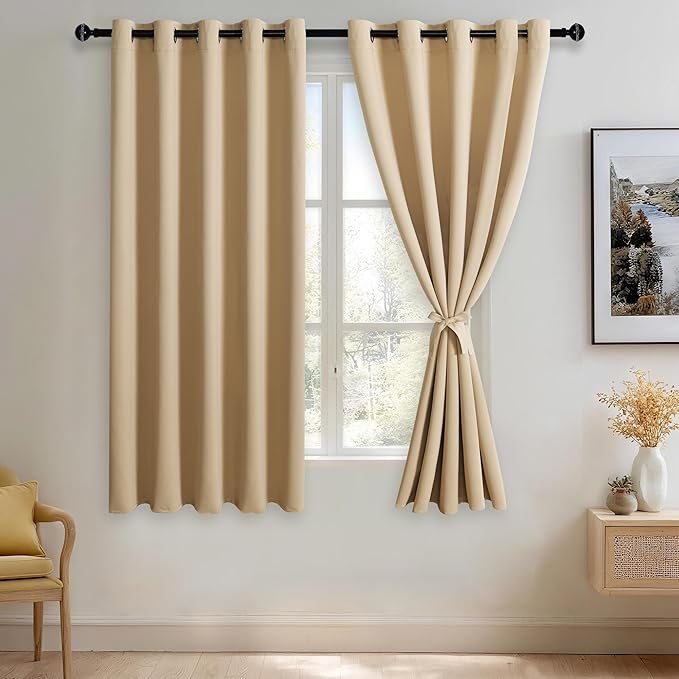 JIUZHEN Beige Blackout Curtains