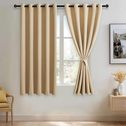 JIUZHEN Beige Blackout Curtains