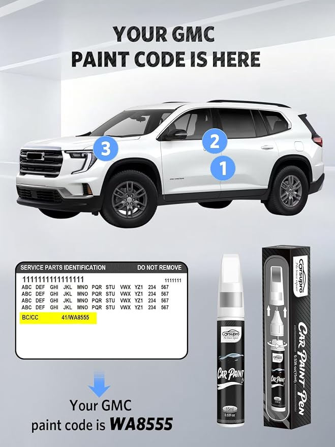Thunderstorm Gray(GNO/WA633D) for GMC Touch Up Paint Pen, 2 in 1 Car Scratch Remover with Pen Tip and Brush, Precise Color Match for Car Paint Scratch Repair, Quickly and Easily Fix Chips and Nicks