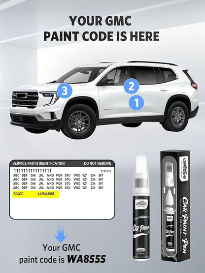 Thunderstorm Gray(GNO/WA633D) for GMC Touch Up Paint Pen, 2 in 1 Car Scratch Remover with Pen Tip and Brush, Precise Color Match for Car Paint Scratch Repair, Quickly and Easily Fix Chips and Nicks