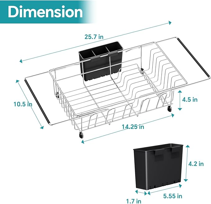 Simple Trending Expandable Dish Drying Rack in Sink, Adjustable Dish Drainers