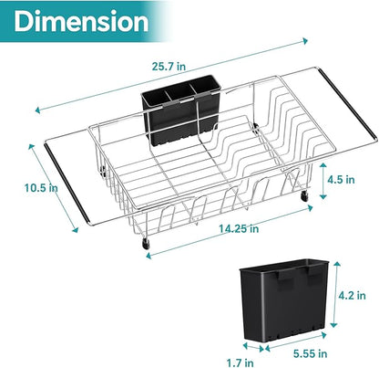 Simple Trending Expandable Dish Drying Rack in Sink, Adjustable Dish Drainers