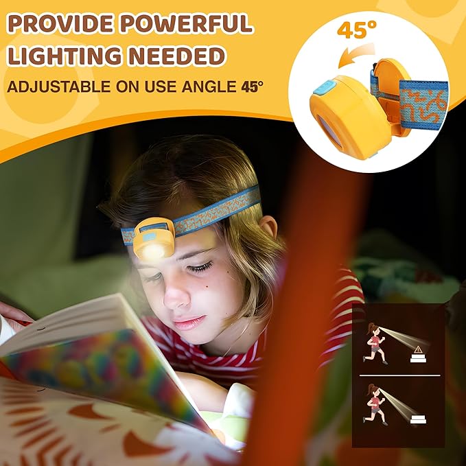 EverBrite LED Headlamp Rechargeable Kids Headlamp with RGB Mode and Adjustable Headband, 3 Modes Multicolor Headlamp for Camping, Reading, Exploring, Halloween, Christmas