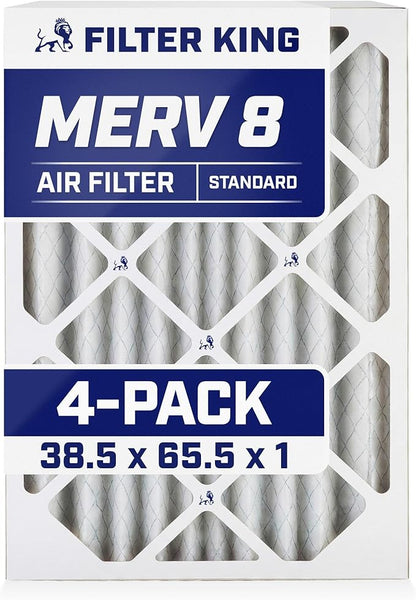 Filter King 38.5x65.5x1 Air Filter | 4-PACK | MERV 8 HVAC Pleated A/C Furnace