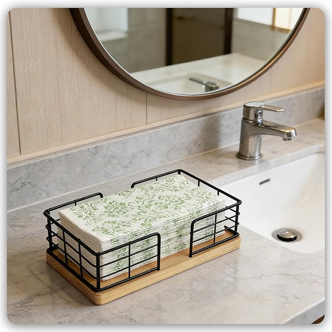 Kordory Wooden Guest Towel Holder Tray