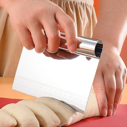 2 Pack Stainless Steel Dough Cutter & Pastry Scraper, Bench Knife