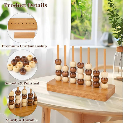 4 in a Row Game Wooden - 4 Connect in a Row Classic Strategy Game for Adults Kids,Four Connect Same Colour in a Row,Portable Travel Games Family Board Games with Storage Bag