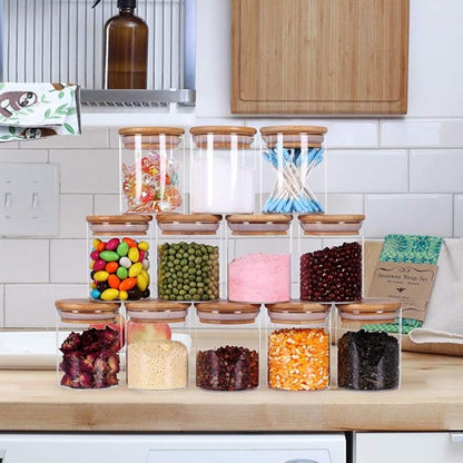 Tzerotone Glass Jars Set, Upgrade Spice Jars