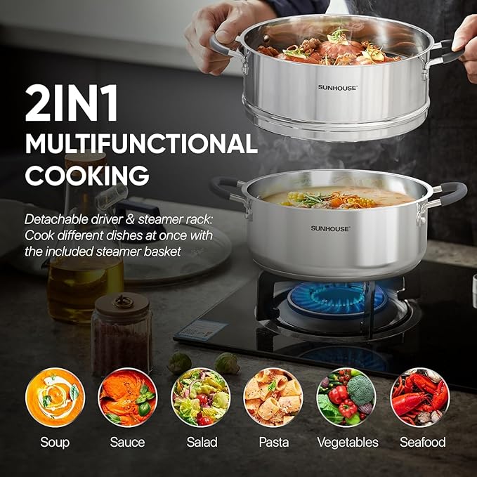 SUNHOUSE - 4.6 Quart Steamer Pots