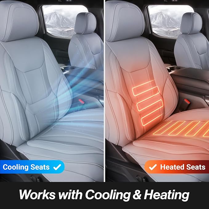 Coverland Custom SUV Car Seat Covers Full Set for [2003-2025 Land Rover Range Rover] - Protector Car Seat Cover Water Resistant Leather Memory Form Back Support Seat Cushion [Full Set-Gray]