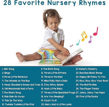 LEARNING BUGS Nursery Rhymes – Sing Along with 28 Favorite Nursery Rhymes, Musical Books for Toddlers, 28-Button Music Book, Musical Toys for Toddlers 1-3