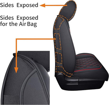 YIERTAI Trucks Seat Covers Compatible with 2008-2023 2024 2025 2026 Toyota Tundra SR5 Crewmax Double Cab Crew Extended Cab Pickup Waterproof Leather Seat Protectors(5 PCS Full Set/Black-Red)