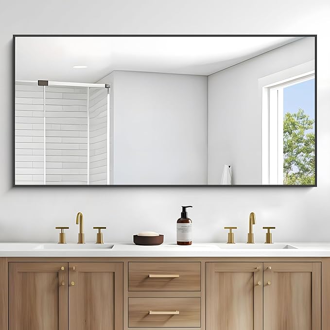 Black Bathroom Mirror for Wall, 72x36 Inch Rectangle Mirrors