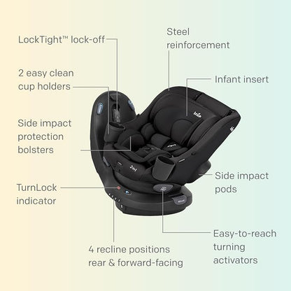 Chili Spin SI Rotating 2-in-1 Convertible Car Seat, Rear and Forward-Facing, No-Rethread Harness, Tested for Safety Standards (Shale)