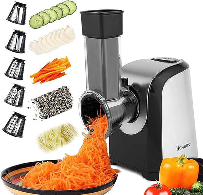 Electric Vegetable Graters Professional Salad Maker, Electric Slicer Shredder Graters for Kitchen, Gratersr/Chopper/Salad,Electric Salad machine for Vegetables Carrot Cheese Black