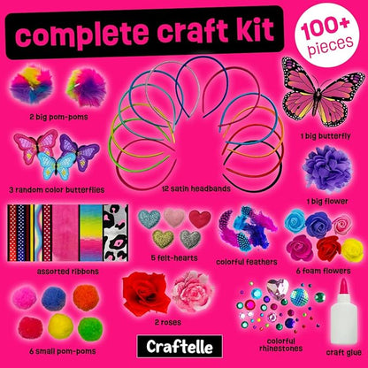 Headband Making Kit for Girls - Make Your Own Fashion Headbands for Kids - DIY Hair Accessories for Girls 4-6 - Arts & Crafts Best Birthday Gifts Ideas - Art Gift for 4 5 6 7+ Year Old Girl