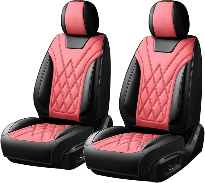 Car Seat Covers Compatible with Hyundai Palisade 2020-2026 Waterproof & Breathable Luxury Leather All-Weather Seat Cushions Protectors, Airbag Compatible, Only 2 Front seat Covers (Red)
