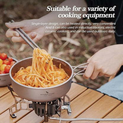 Boundless Voyage Titanium Bowls Dishes Set with Folding Handle Lightweight Portable Plates Saucers Tableware for Outdoor Camping Hiking Backpacking Ti1096T