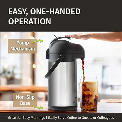 Thermal Coffee Carafe 74Oz, Keeps Drinks Hot