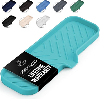 Zulay Kitchen Large Silicone Sponge Holder – Flexible Sink Organizer Tray
