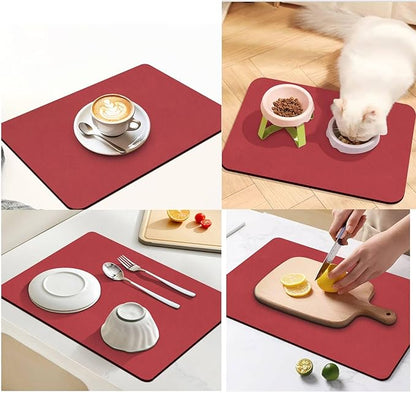 Dish Drying Mat for Kitchen Counter, Drying Mat for Dish Rack, Absorbent Hide
