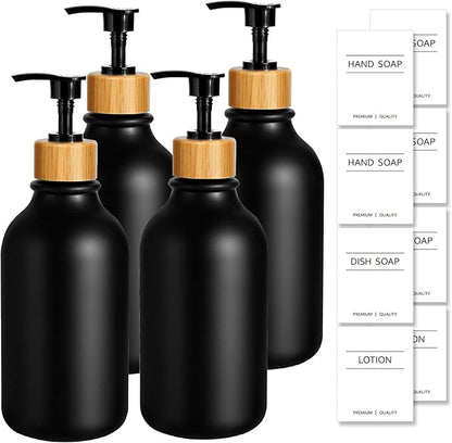 KASUNTING Black Soap Dispenser, 4 Pack Hand Soap Dispenser Bathroom