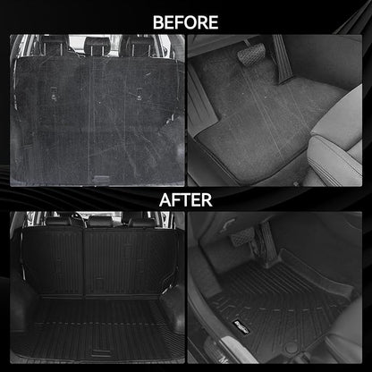 Floor Mats for Ford Explorer 2011-2014, Trunk Mat and Backrest Mat & Door Sill Guard All Weather TPE Protector for Ford Explorer Accessories
