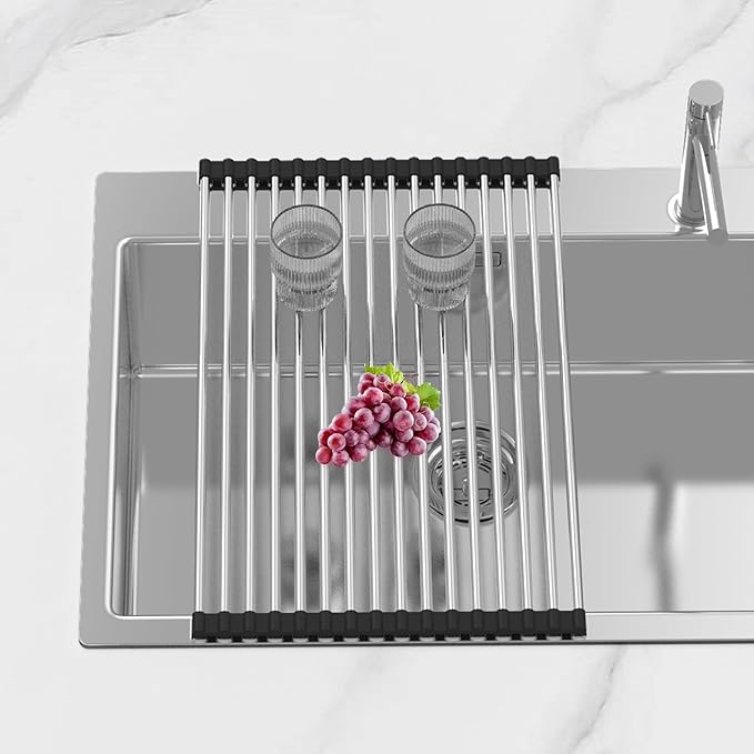 Extra Large Expandable Roll Up Dish Drying Rack, Over The Sink Drying Rack Sink