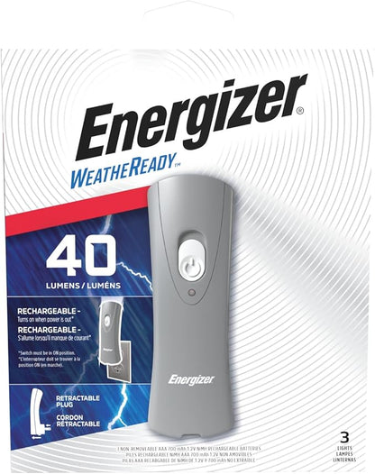 Energizer Weatheready Rechargeable Flashlights for Home, Pack of 3, Emergency Flashlight for Hurricane Supplies, Survival Kits, Power Outages, LED Flash Light with Convenient Plug-in Design