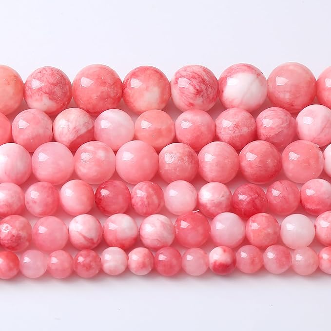 750PCS 10MM Pink Persian Jade Spacer Loose Beads for Jewelry Making DIY Bracelet Necklace 2 Strands