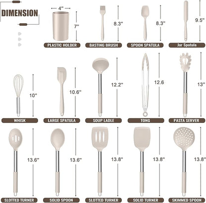 E-far 14 Pieces Silicone Cooking Utensils Set, Kitchen Utensils Set