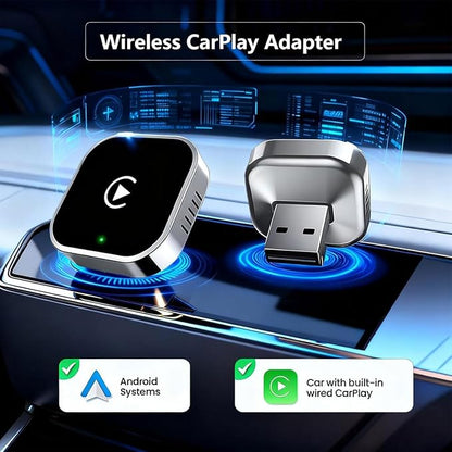2 in 1 CarPlay Adapter for Odyssey LX EX EXL Touring Elite, CarPlay Wireless Adapter with Auto Reconnect Fast Pairing Bluetooth Connection Compact USB Dongle,A/Silver-Side Heat Dissipation