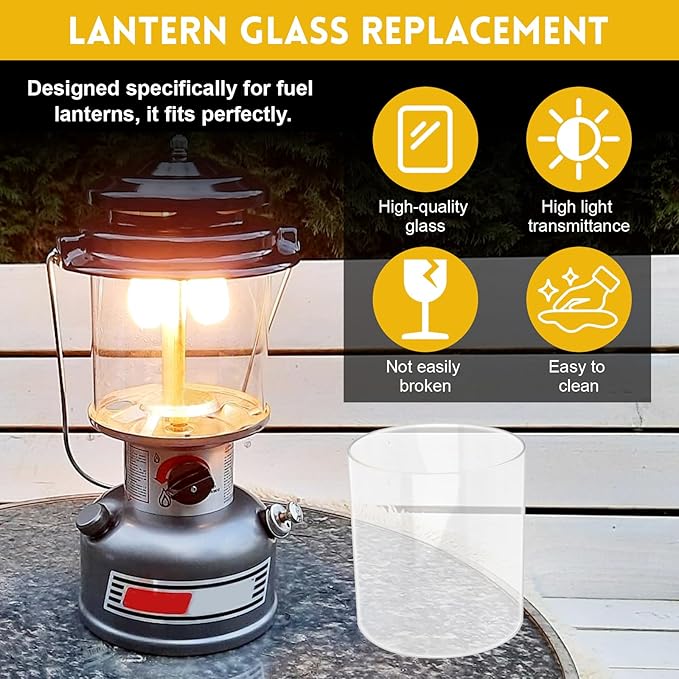 EINDER Propane Lantern Mantles with Lantern Globe Replacement Set Compatible with Coleman Kerosene Lanterns, Camp Lamp Mantle Suitable for Outdoor Camping Propane Lantern - 10 Pack
