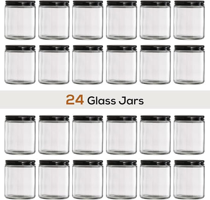 24 Pack, 8 OZ Thick Glass Jars